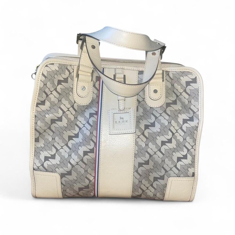 L.A.M.B. by Gwen Stefani Woman's Cream Preppy Monogram Leather Handbag Y2K